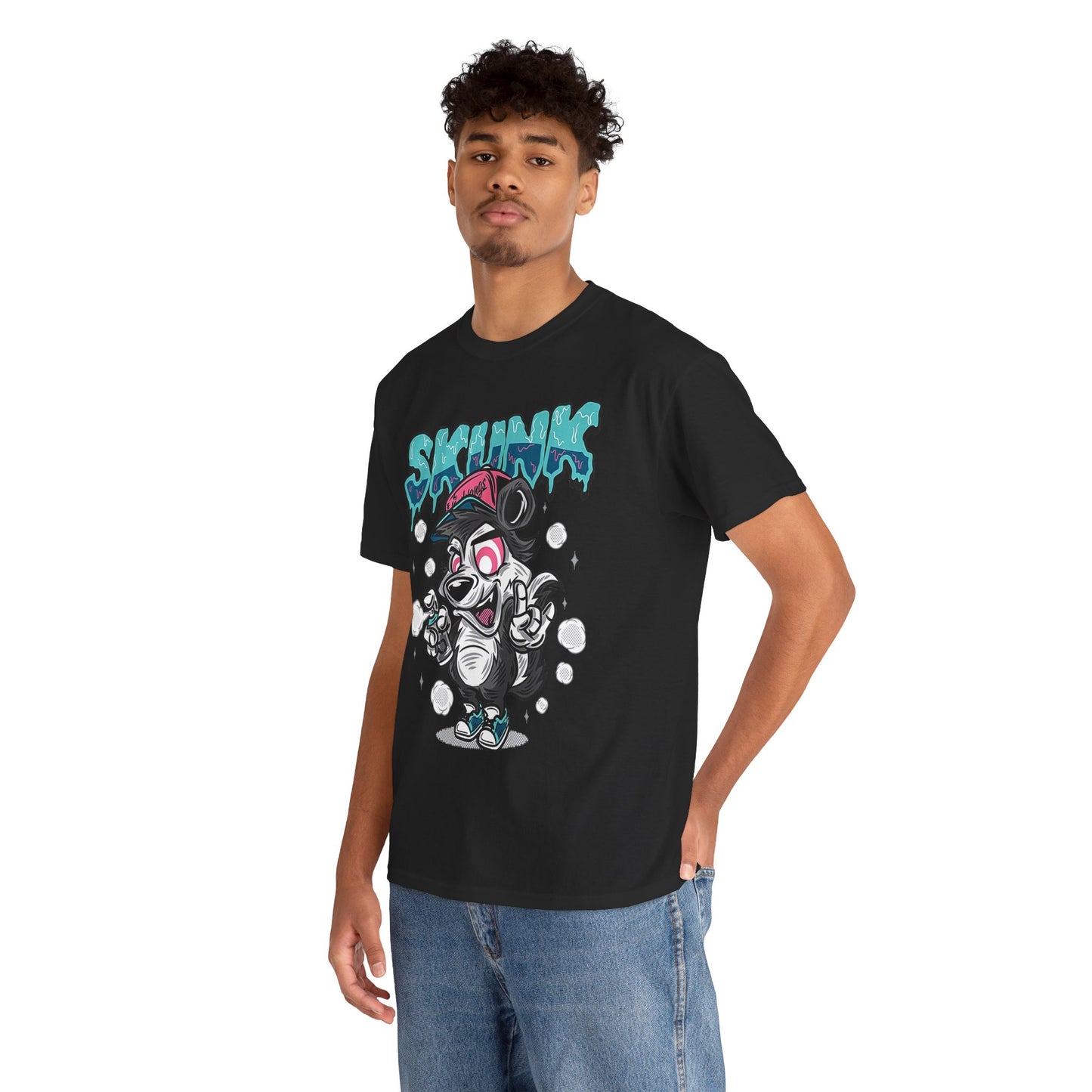 Cool Cartoon Graphic Tee - 'Skunk' Design, Unisex Heavy Cotton T-Shirt