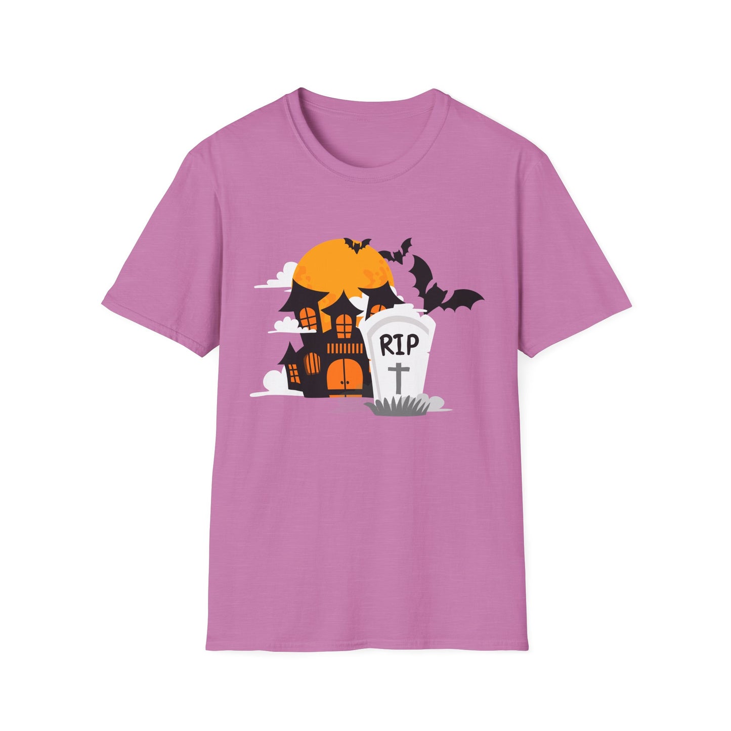 Spooky Halloween T-Shirt, Unisex Softstyle Tee, Pumpkin and Haunted House Design, Fun Fall Shirt, Perfect for Halloween Parties, Trick [...]
