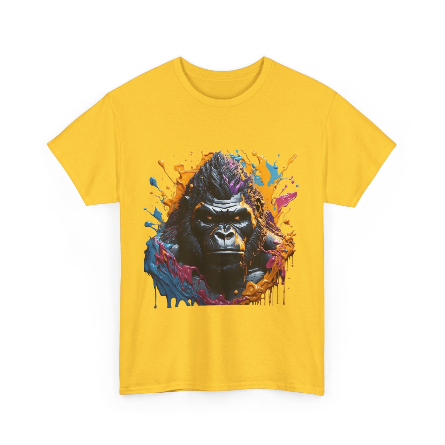 Colorful Gorilla Art Unisex Heavy Cotton Tee - Bold Graphic Tee for Animal Lovers