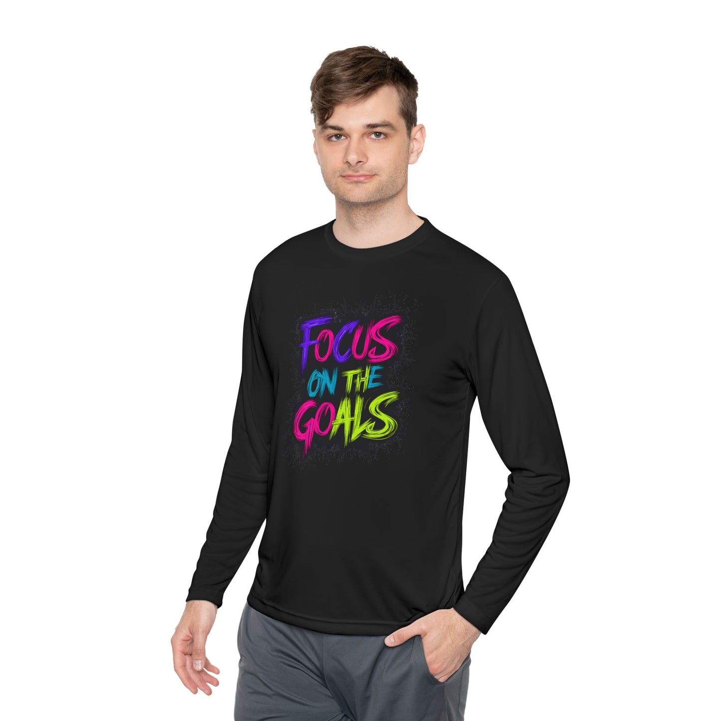Unisex Long Sleeve Tee - "Focus on the Goals" Motivational Shirt, Fitness Apparel, Activewear, Gift for Athletes, Casual Wear