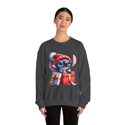 Christmas Stitch Sweatshirt – Cute Stitch in Santa Hat with Holiday Gifts