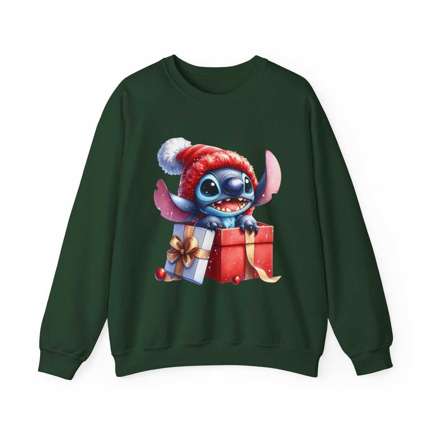Christmas Stitch Sweatshirt – Cute Stitch in Santa Hat with Holiday Gifts