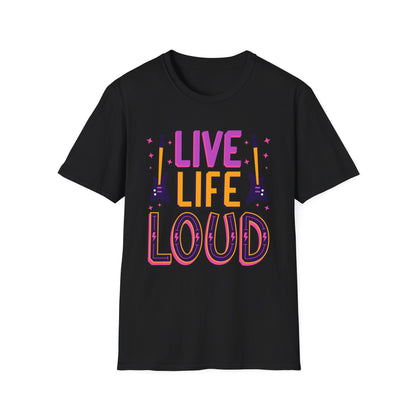 Live Life Loud Unisex Softstyle T-Shirt, Music Lover Gift, Concert Outfit, Rock Band Tee, Birthday Present, Festival Wear