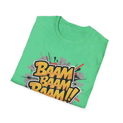 Bam Bam Bam Unisex Softstyle T-Shirt | Fun Graphic Tee for Casual Wear, Gift for Friends, Comic Fans, Birthday, Everyday Style