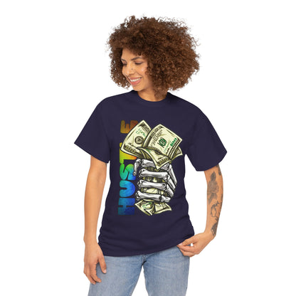 Unisex Heavy Cotton Tee - 'Hustle' Graphic Tee with Money Design