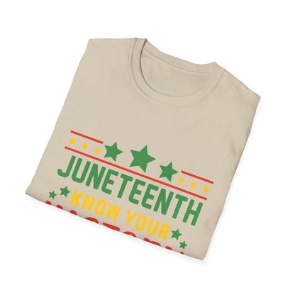Juneteenth History T-Shirt, Unisex Softstyle Tee, Celebrate Freedom, Know Your History, Black History Month, Gift for Activists