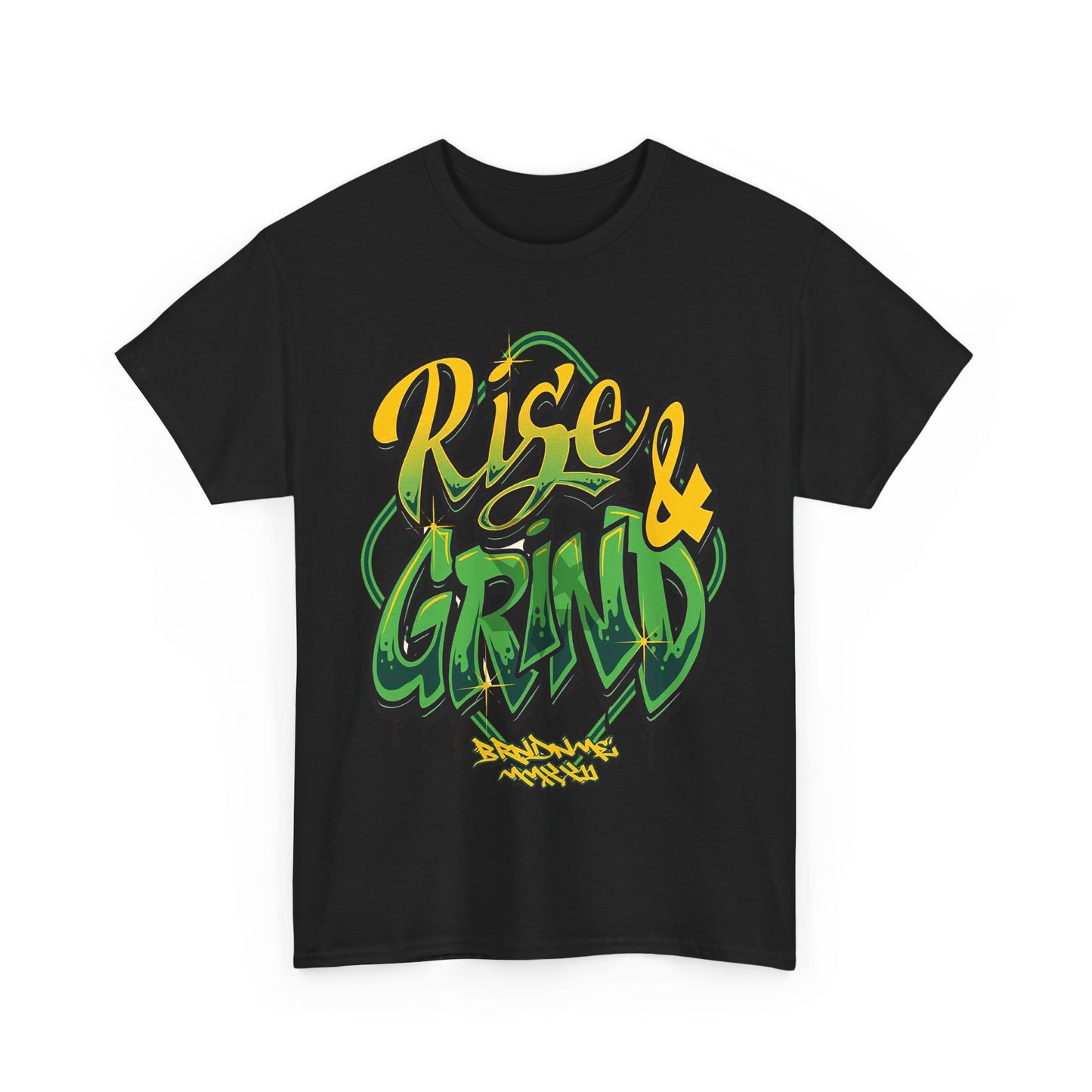 Rise & Grind Unisex Heavy Cotton Tee - Bold Graffiti Style Motivational T-Shirt