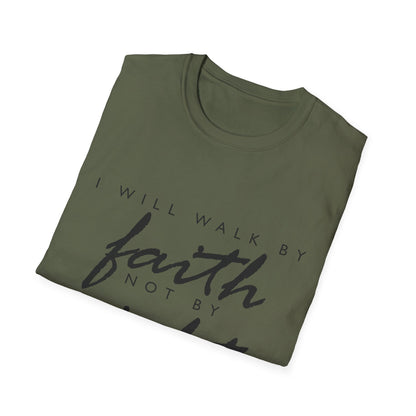 Inspirational Faith T-Shirt - Walk by Faith Not by Sight - Unisex Softstyle Tee