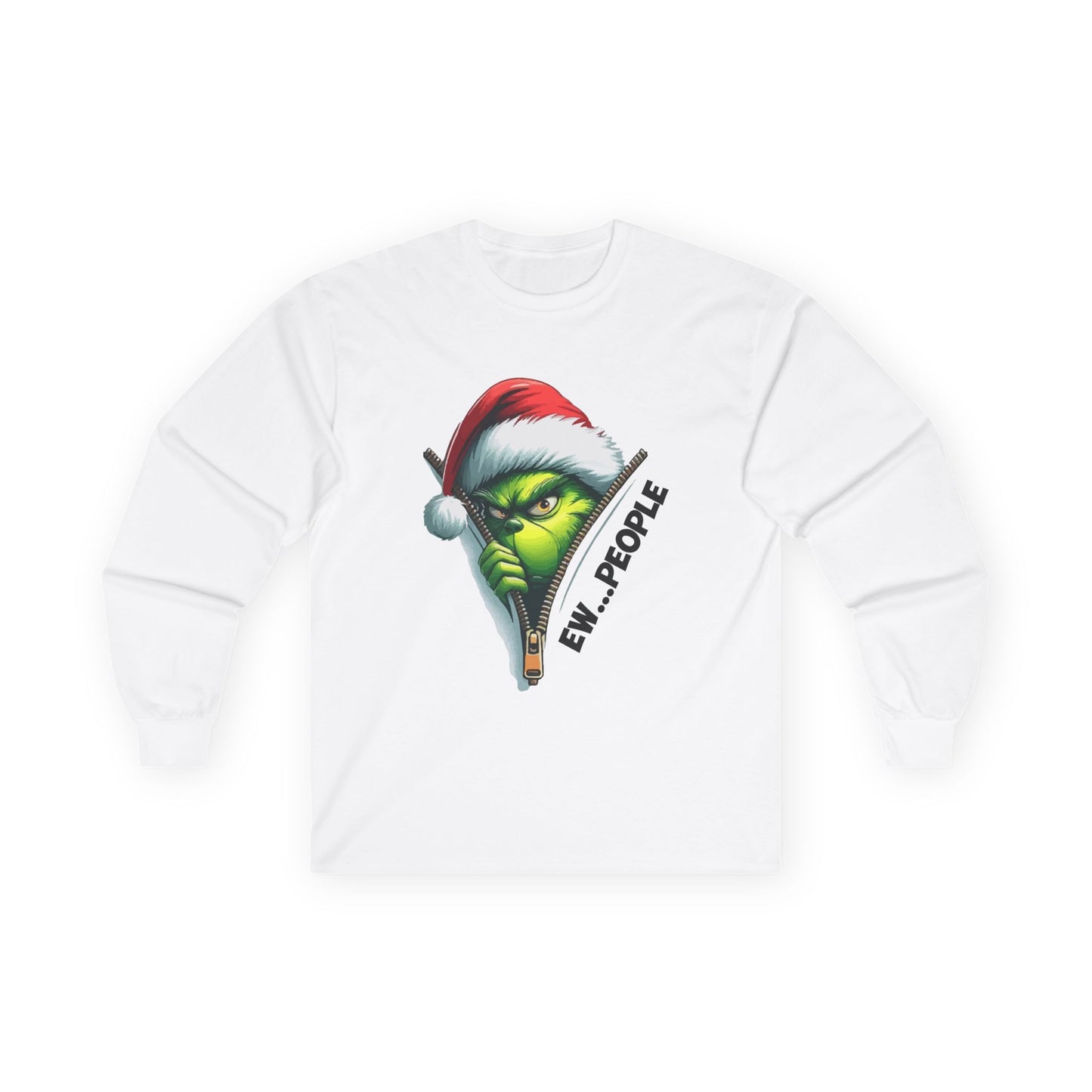 Grinch Peeking Long Sleeve Tee — "Evil People" Holiday Graphic