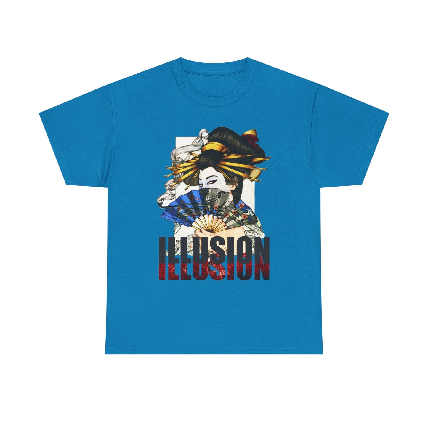 Unisex Heavy Cotton Tee - Illusion Design - Artistic Fan Graphic Tee for Casual Wear