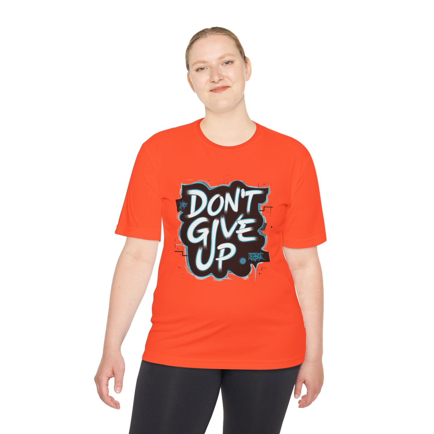 Motivational Wicking Tee – Don't Give Up, Gym Shirt, Fitness Apparel, Inspirational Top, Workout Gear, Casual Wear