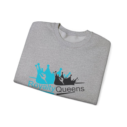 Crewneck Sweatshirt - "Royalty Queens" Crown Logo Graphic (Blue & Black)