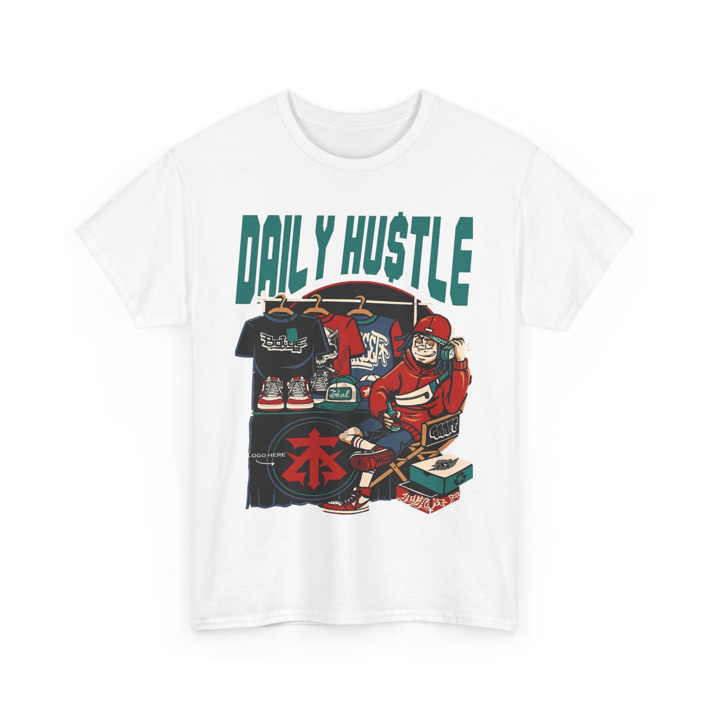 Daily Hustle Unisex Heavy Cotton Tee - Urban Streetwear for Creatives