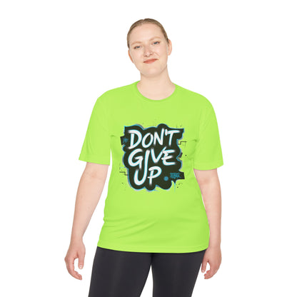 Motivational Wicking Tee – Don't Give Up, Gym Shirt, Fitness Apparel, Inspirational Top, Workout Gear, Casual Wear