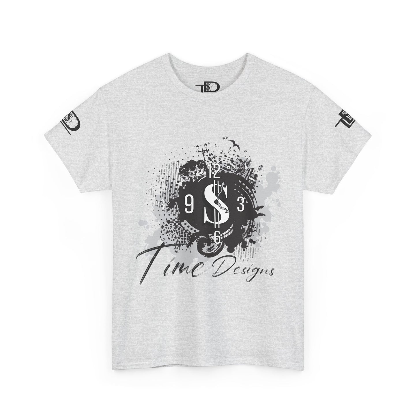 Unisex Heavy Cotton Tee - Time Designs Dollar Clock Graphic T-Shirt