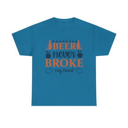 Beer Never Broke My Heart Tee, Funny Humor Shirt, Beer Lover Gift, Unisex Cotton T-Shirt, Party Apparel, Summer Fun