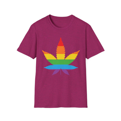 Rainbow Cannabis Leaf T-Shirt, Pride Shirt, LGBTQ+ Apparel, Gift for Cannabis Lovers, Summer Fashion, Unisex Tee