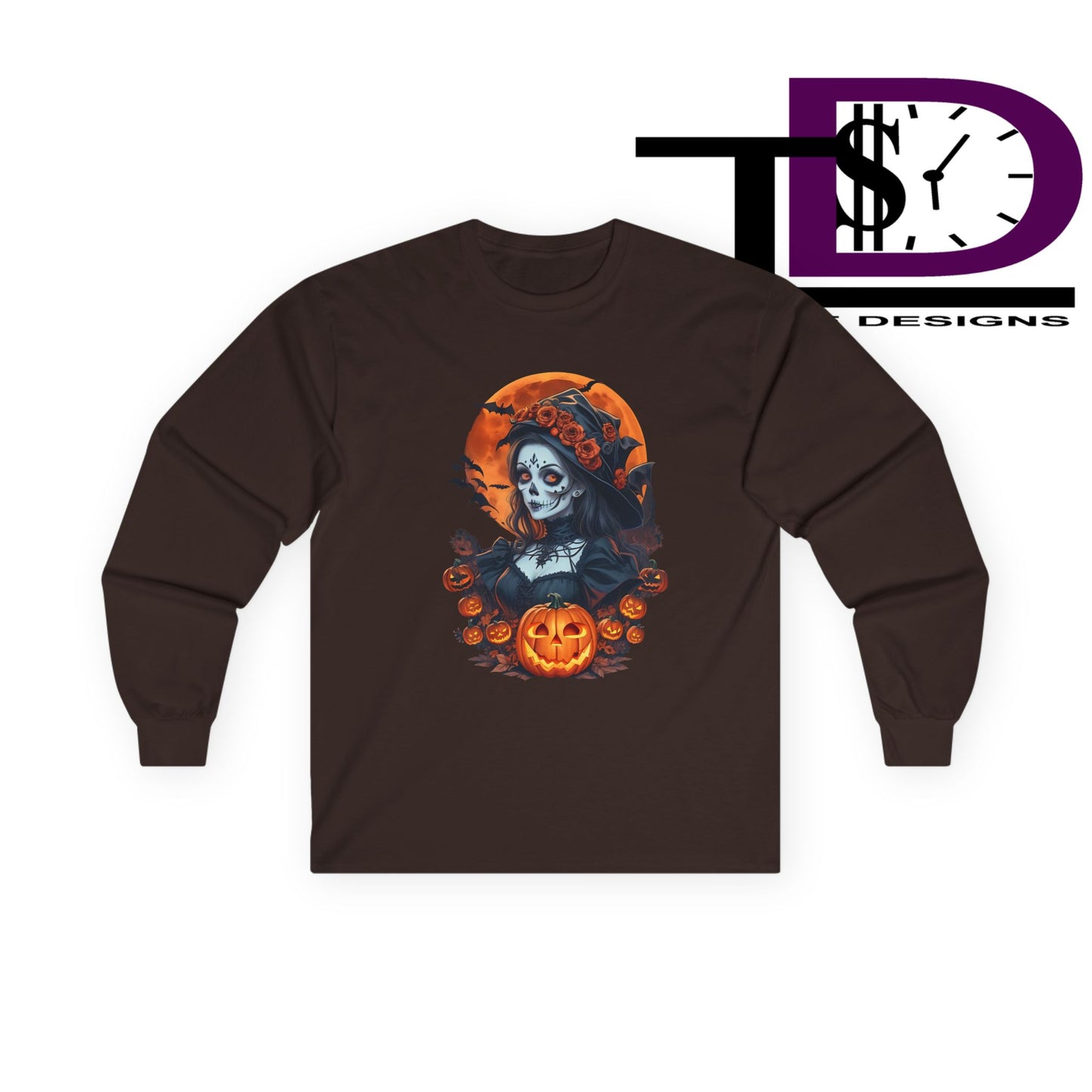 Halloween Graphic Long Sleeve Tee, Spooky Shirt, Unisex Fall Apparel, Halloween Costume, Autumn Sweatshirt, Pumpkin Design