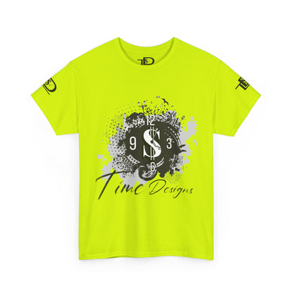 Unisex Heavy Cotton Tee - Time Designs Dollar Clock Graphic T-Shirt