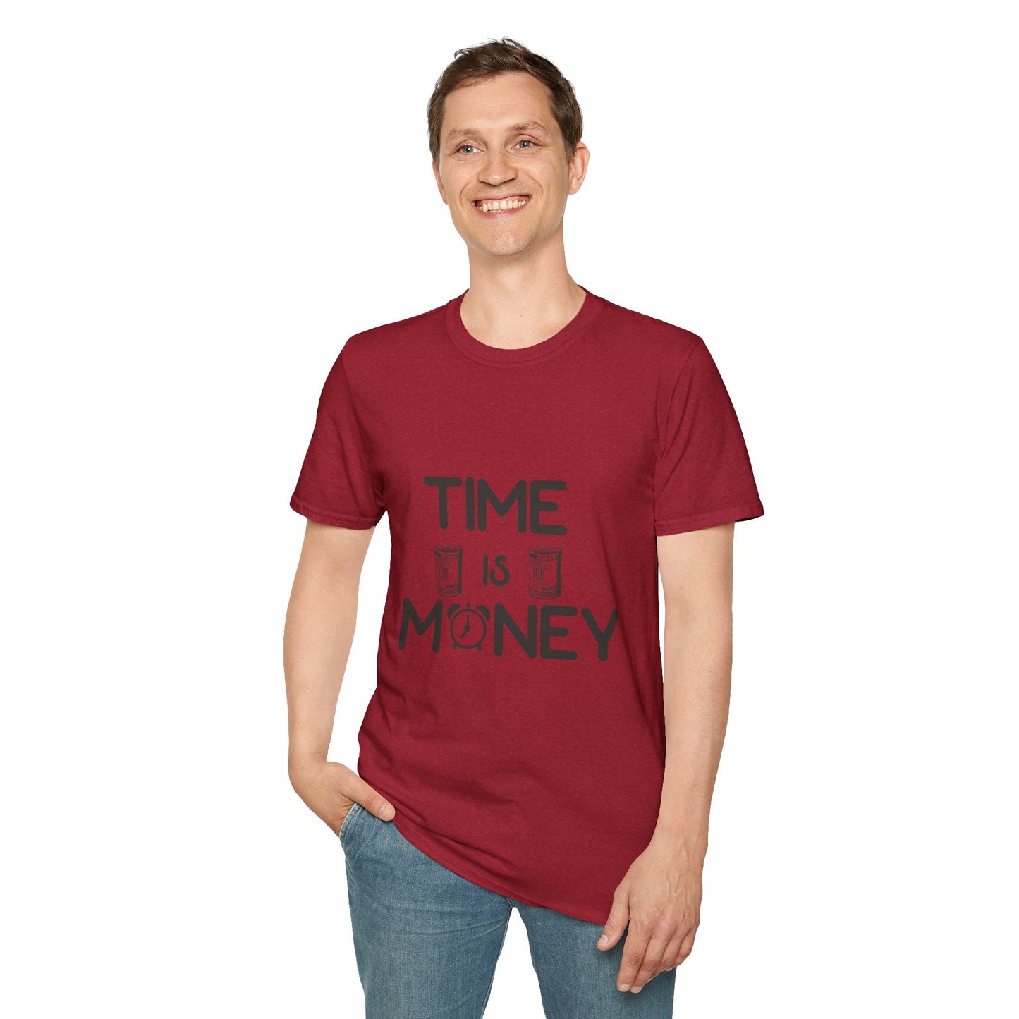 Inspirational Unisex Softstyle T-Shirt - "Time is Money" Statement Tee for Financial Motivators