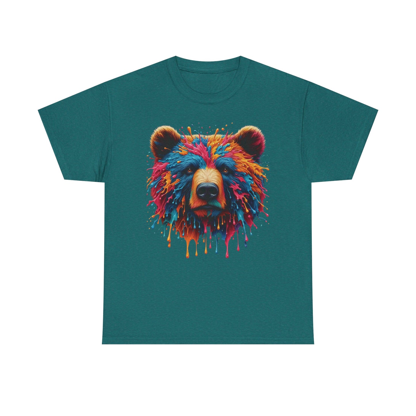 Colorful Bear Art Unisex Heavy Cotton Tee - Vibrant Graphic T-Shirt for Nature Lovers