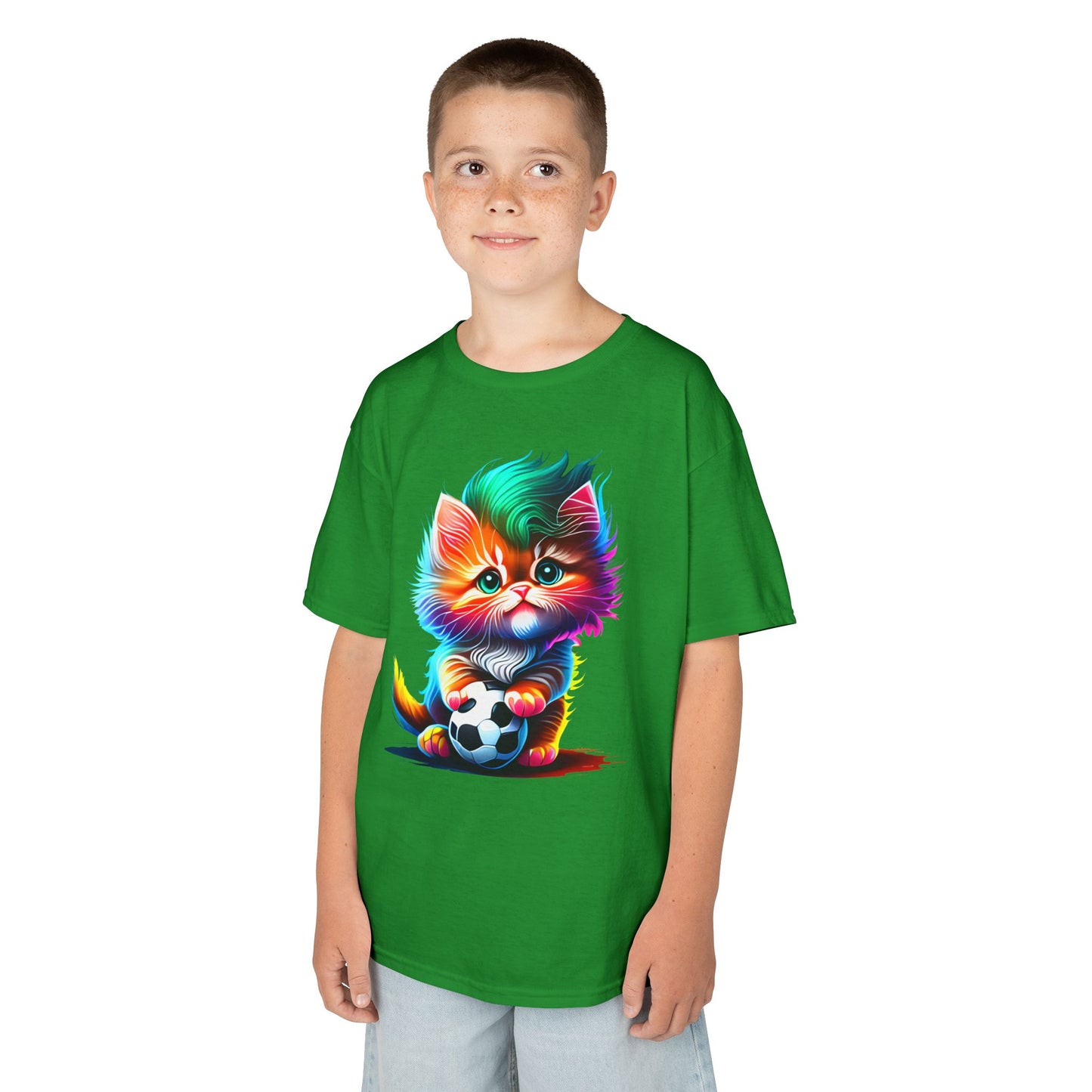Colorful Cat Soccer Kids Heavy Cotton™ Tee