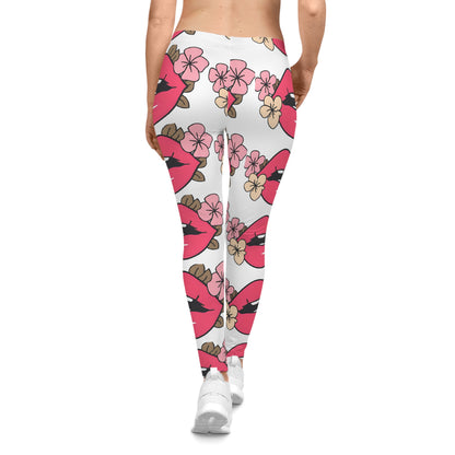 Playful Floral Leggings - Trendy, Comfortable Activewear for Women | Perfect for Yoga, Everyday Use, Spring Fashion, Gifts