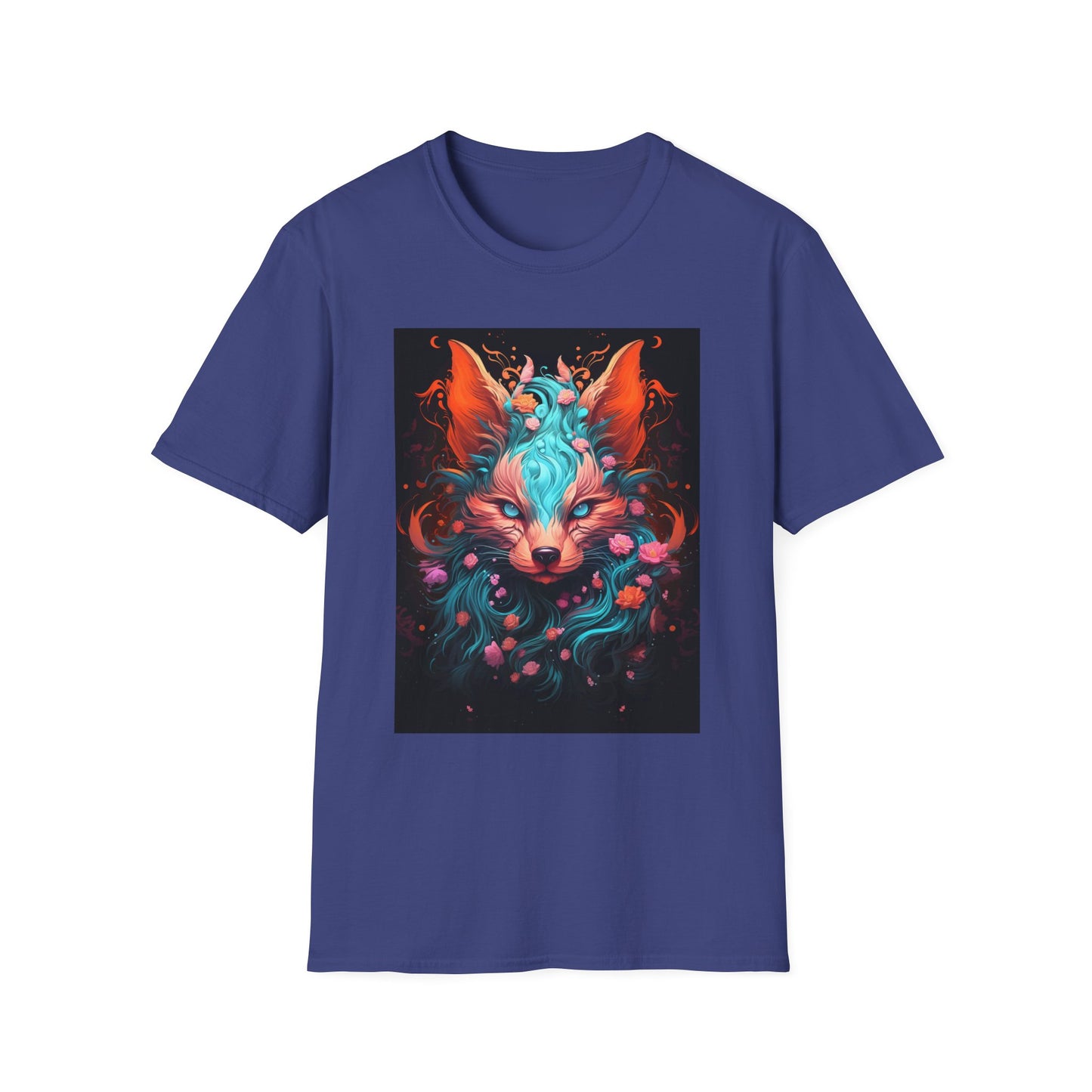 Vibrant Fox Floral Unisex Softstyle T-Shirt