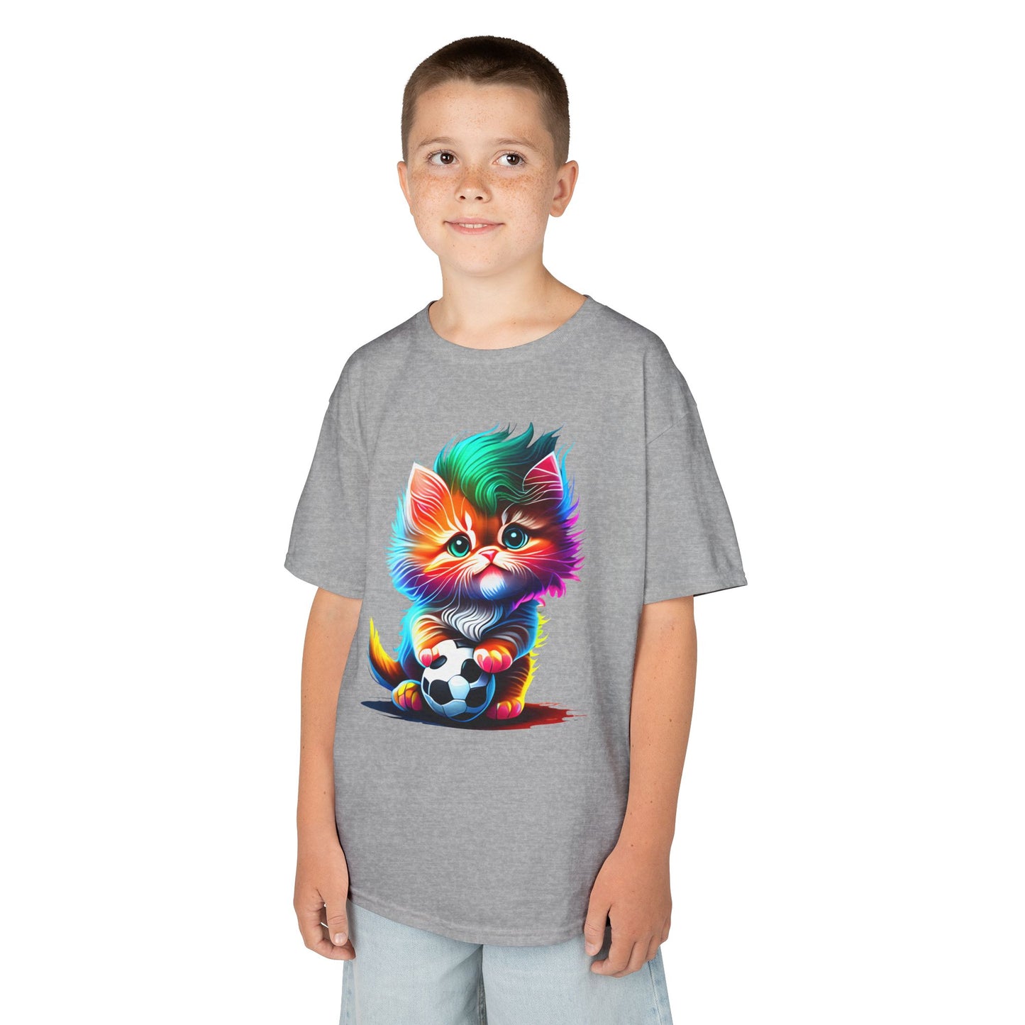 Colorful Cat Soccer Kids Heavy Cotton™ Tee