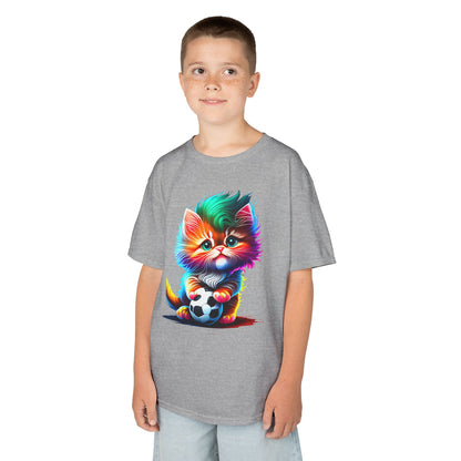 Colorful Cat Soccer Kids Heavy Cotton™ Tee