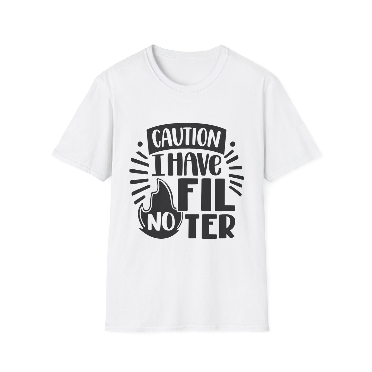 Caution: I Have No Filter Unisex Softstyle T-Shirt - Fun and Quirky Graphic Tee for Casual Wear