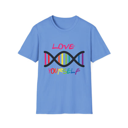 Love Yourself LGBTQ+ Pride T-Shirt, Unisex Rainbow Tee, Softstyle Shirt for Self-Care, Supportive Gift for Friends, Perfect for Pride Month