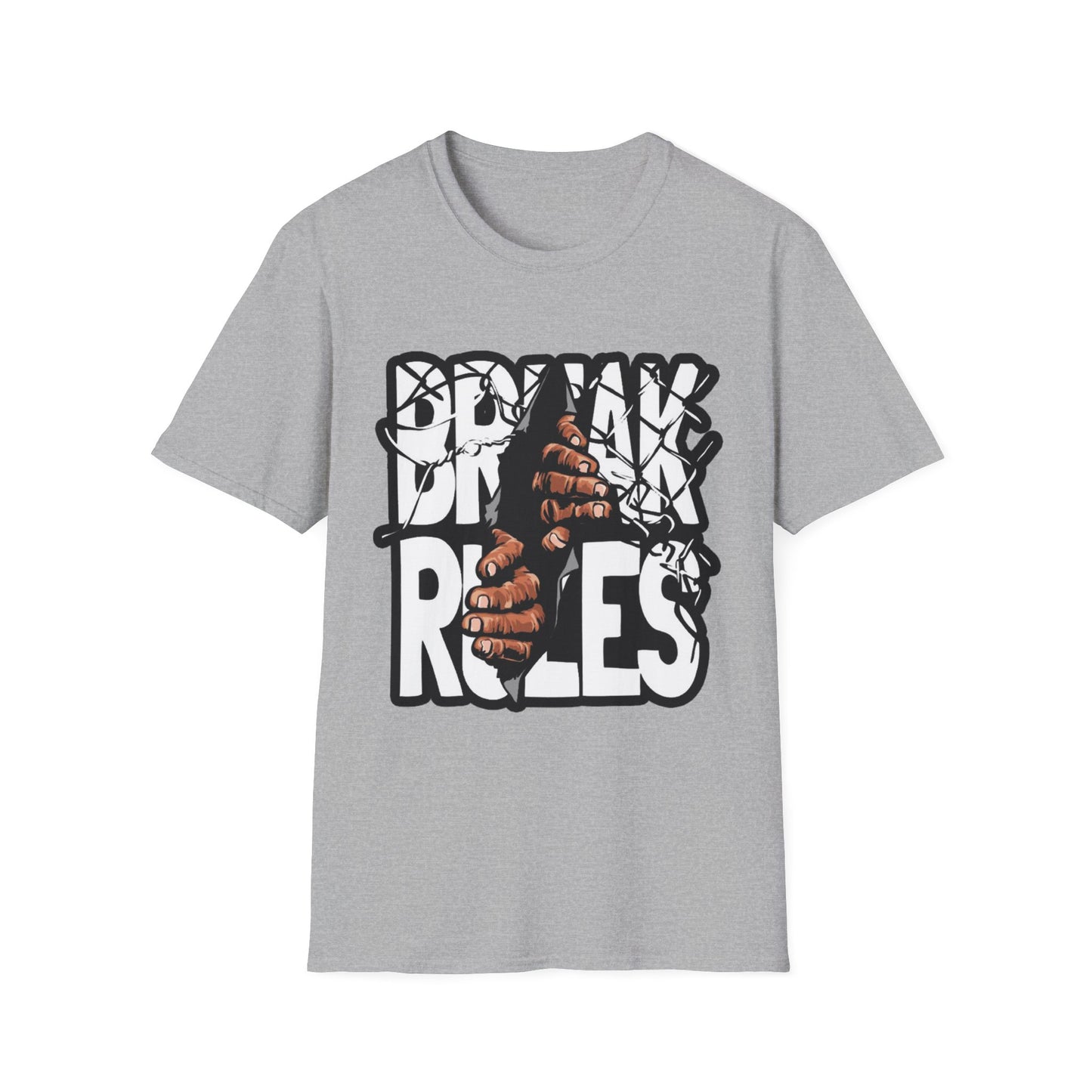 Break Rules Unisex Softstyle T-Shirt - Casual Streetwear Tee for Rebels
