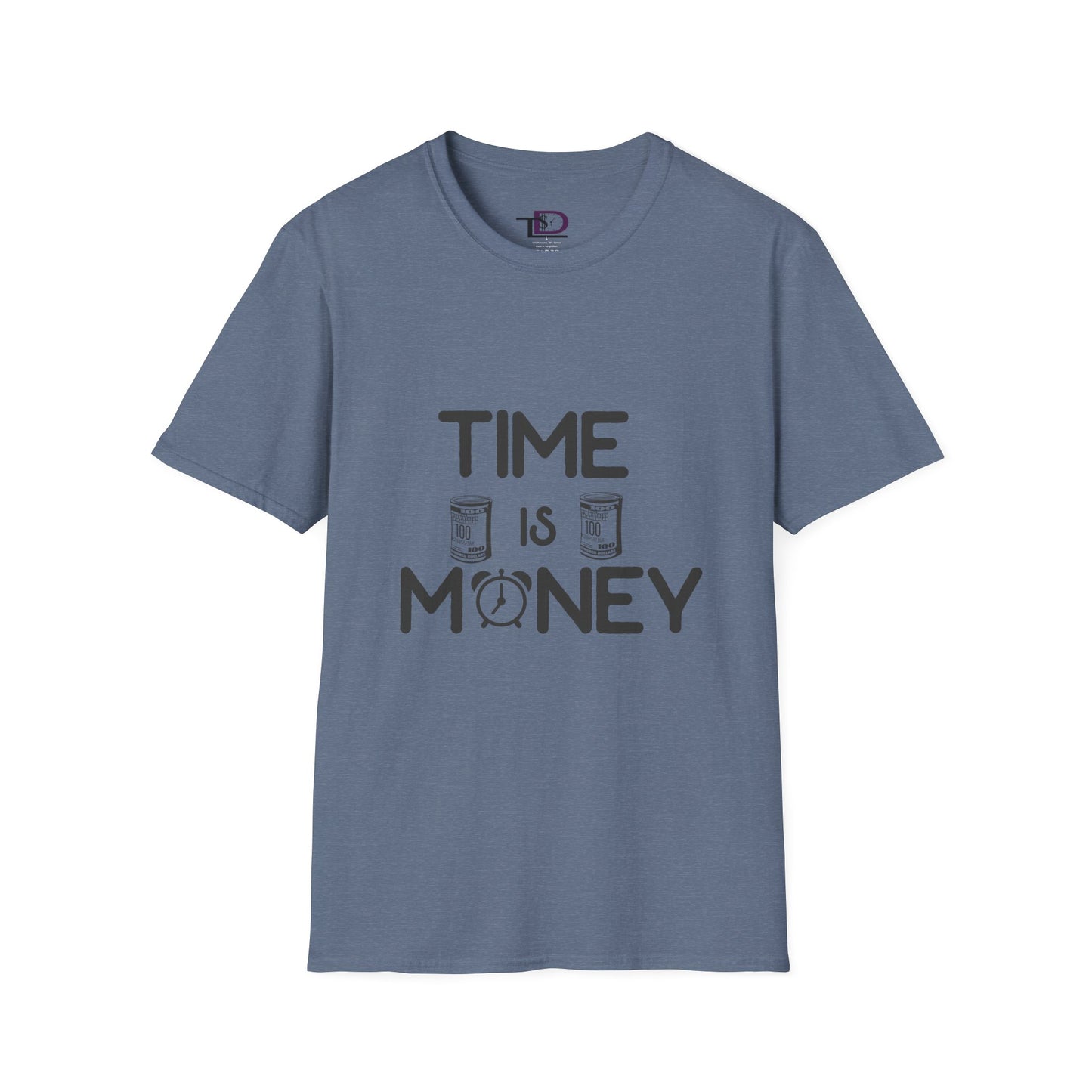 Inspirational Unisex Softstyle T-Shirt - "Time is Money" Statement Tee for Financial Motivators