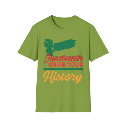 Unisex Softstyle T-Shirt - Juneteenth Know Your History, Comfortable Tee, Black History Month Gift, Celebration Shirt, Family Reunion Attire