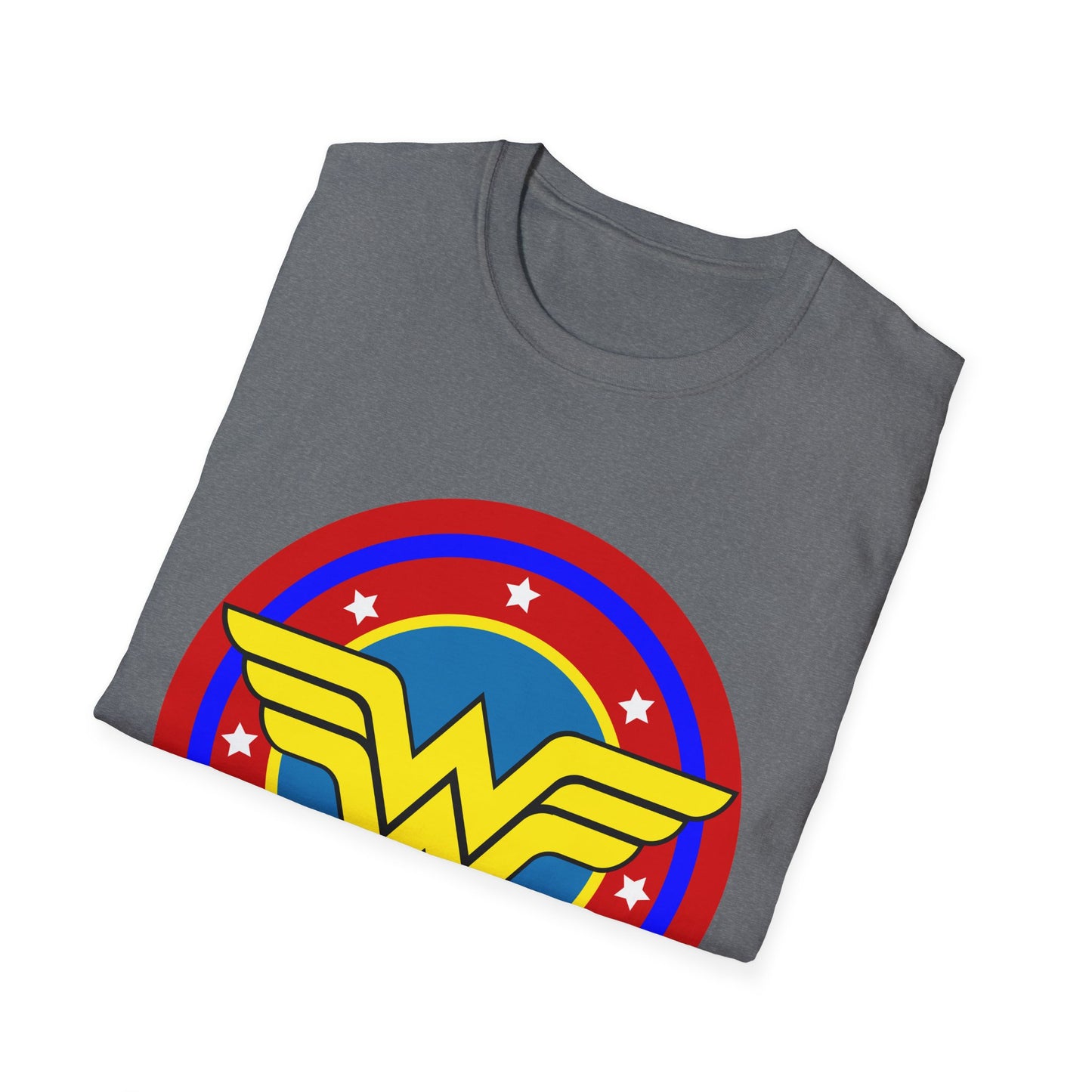 Wonder Woman Inspired Unisex Softstyle T-Shirt, Superhero Tee, Gift for Amazon Fans, Comic Con Outfit, Everyday Wear, Birthday Present