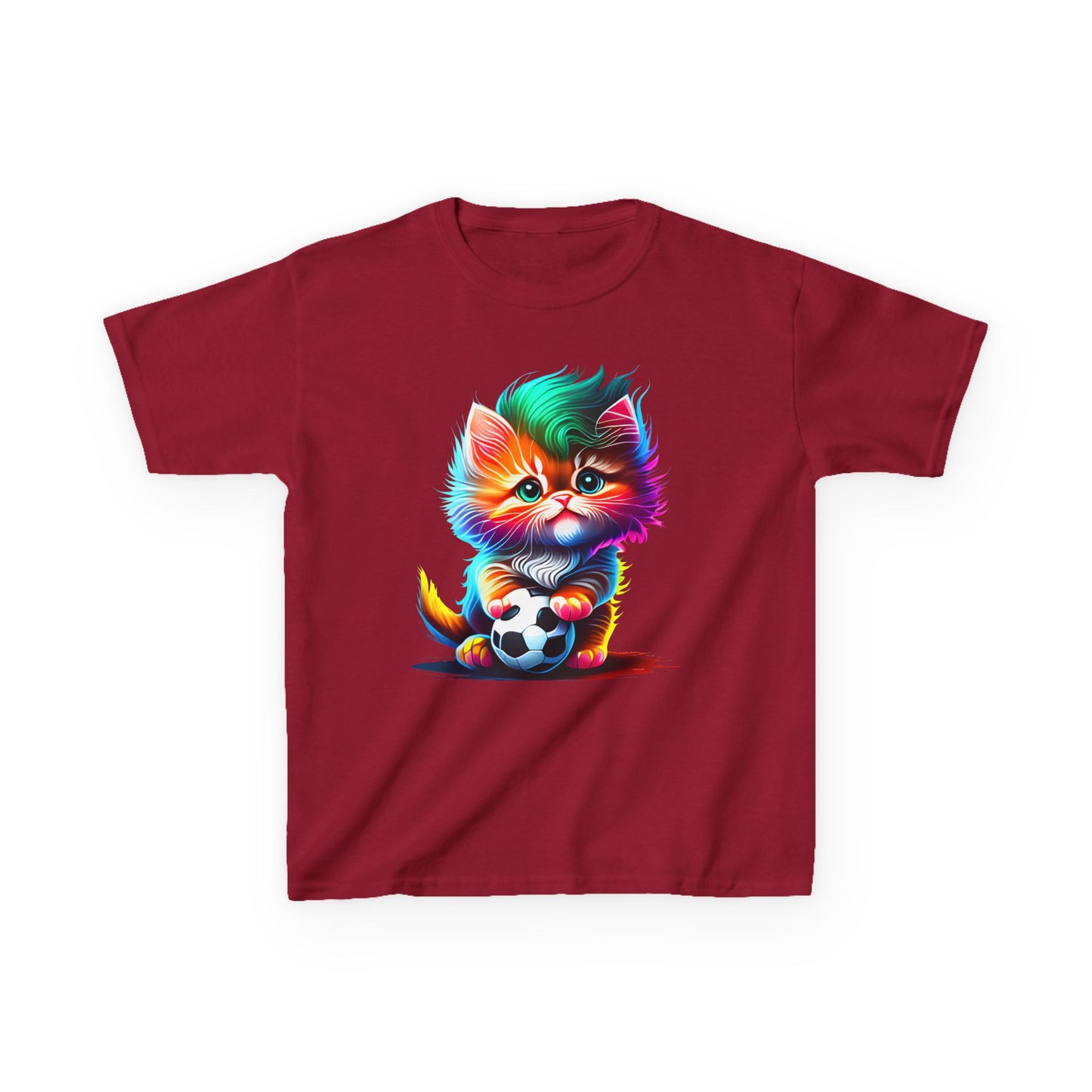 Colorful Cat Soccer Kids Heavy Cotton™ Tee