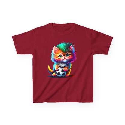 Colorful Cat Soccer Kids Heavy Cotton™ Tee