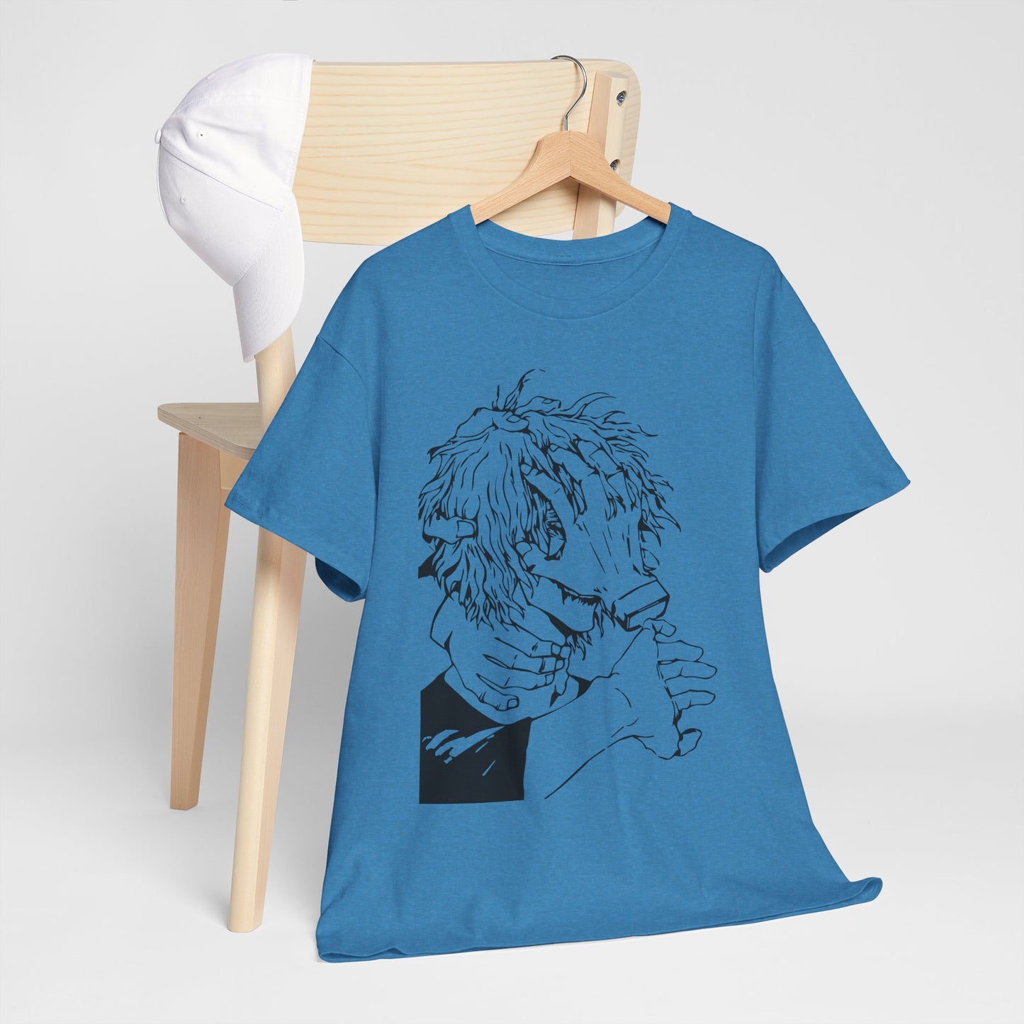 Emotional Unisex Heavy Cotton Tee - Minimalist Art Design