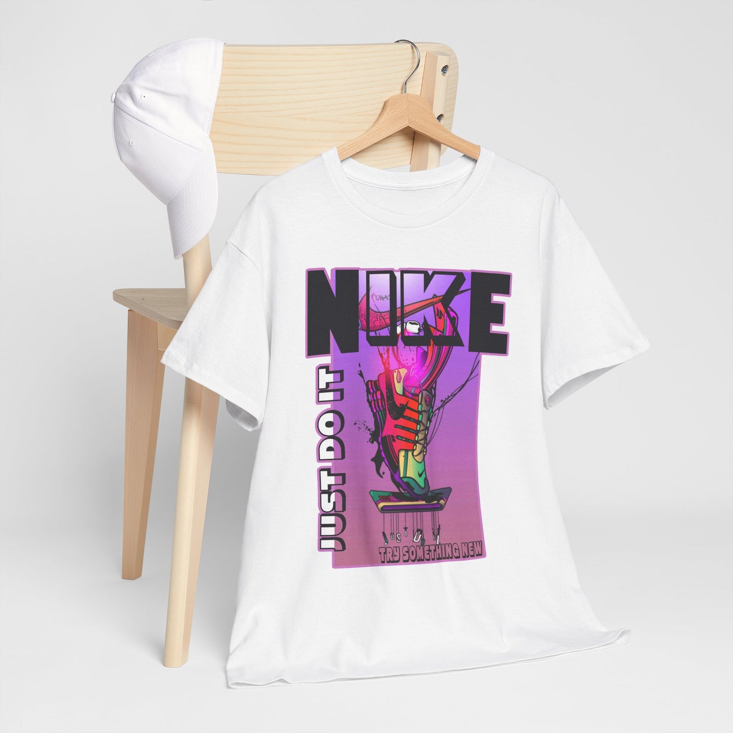 Vintage-Style Nike Unisex Heavy Cotton Tee - Just Do It Graphic Shirt
