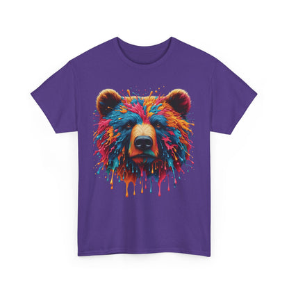 Colorful Bear Art Unisex Heavy Cotton Tee - Vibrant Graphic T-Shirt for Nature Lovers