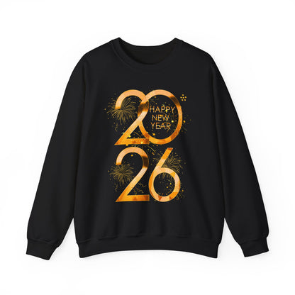 2026 Happy New Year Sweatshirt — Gold Foil Celebration Crewneck