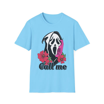 Call Me Horror T-Shirt, Unisex Graphic Tee, Halloween Costume, Spooky Gift, Movie Lover's Shirt, Floral Horror Tee