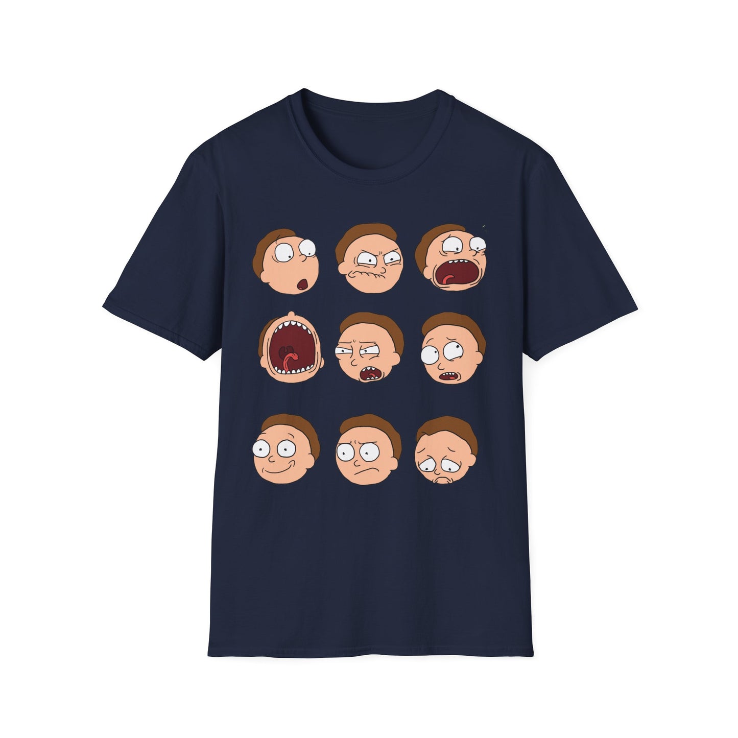 Funny Expressions Unisex Softstyle T-Shirt - Emotive Cartoon Faces