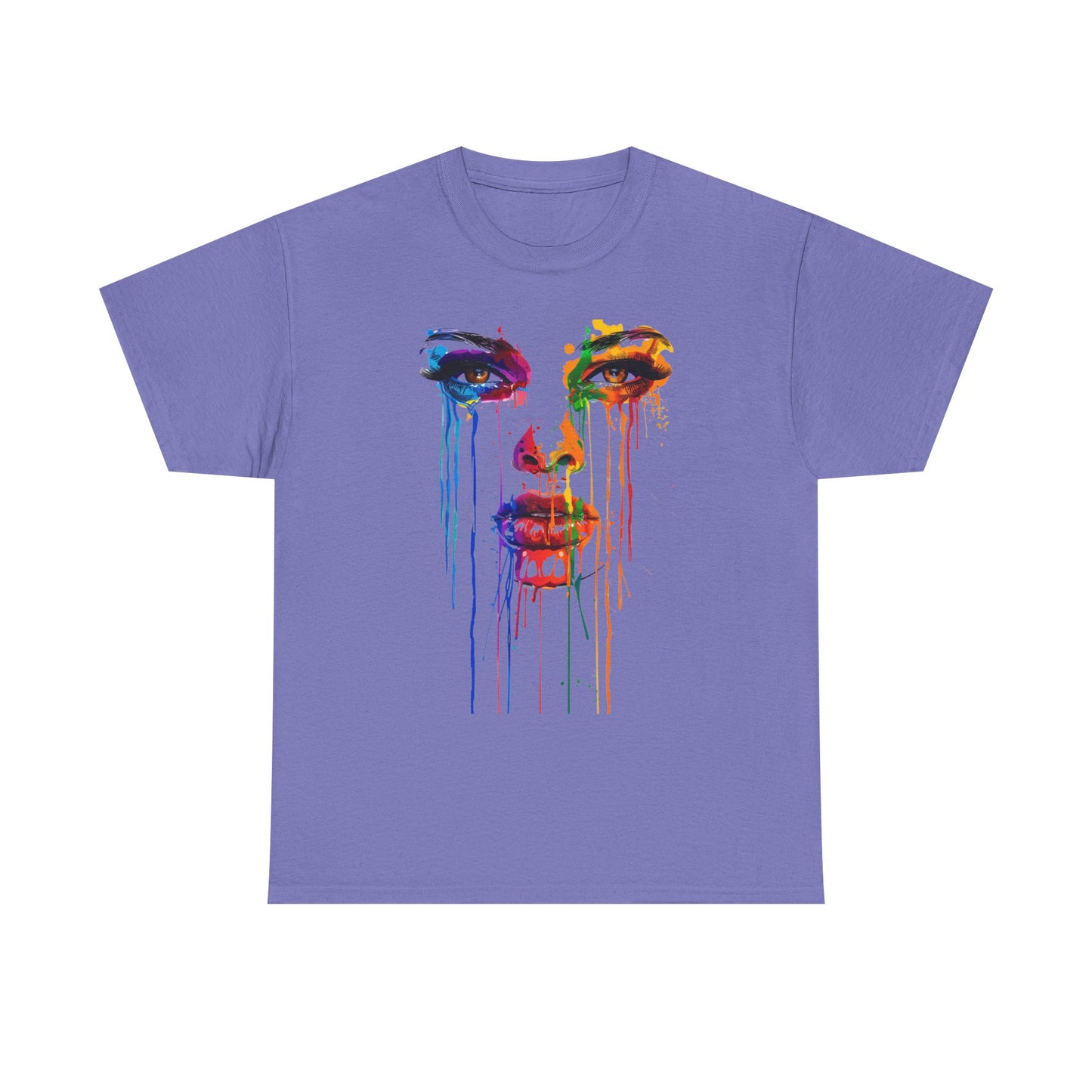 Artistic Rainbow Drip Unisex Heavy Cotton Tee | Vibrant Fashion for Self-Expression