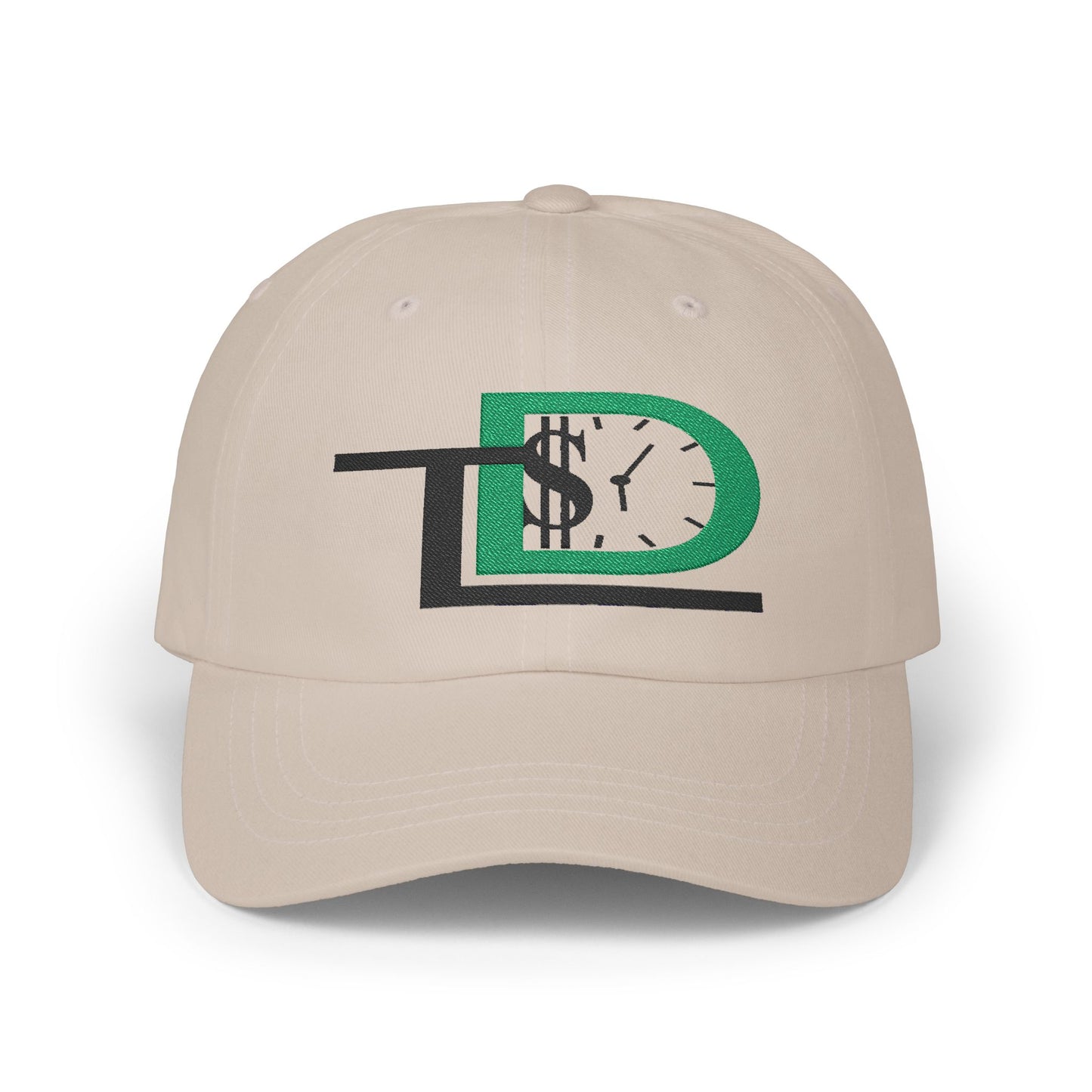 Classic Dad Cap with Embroidered Money Clock Design, Stylish Baseball Hat, Gift for Dads, Casual Accessory, Unisex Cap