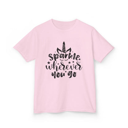 Sparkle Wherever You Go Kids Heavy Cotton Tee - Playful Unicorn Design