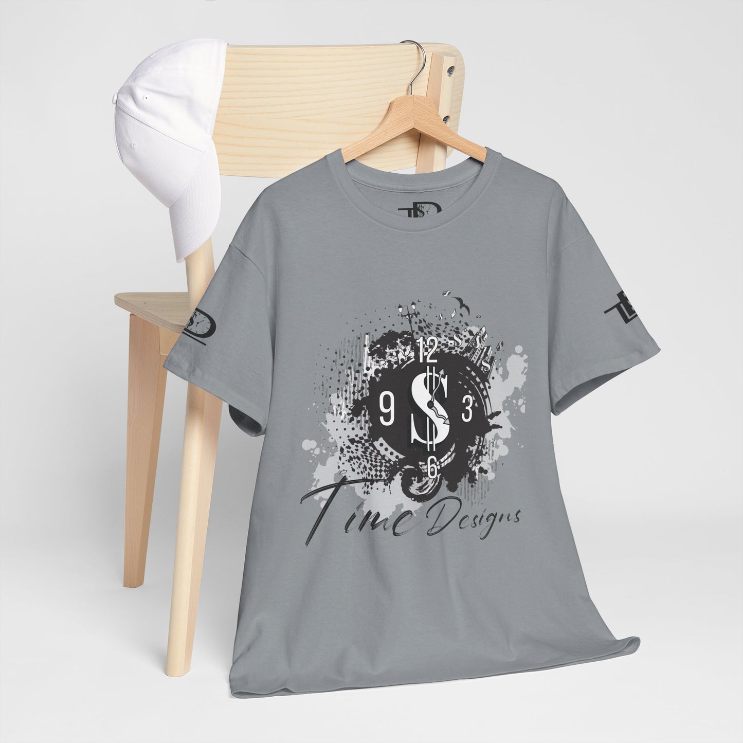 Unisex Heavy Cotton Tee - Time Designs Dollar Clock Graphic T-Shirt