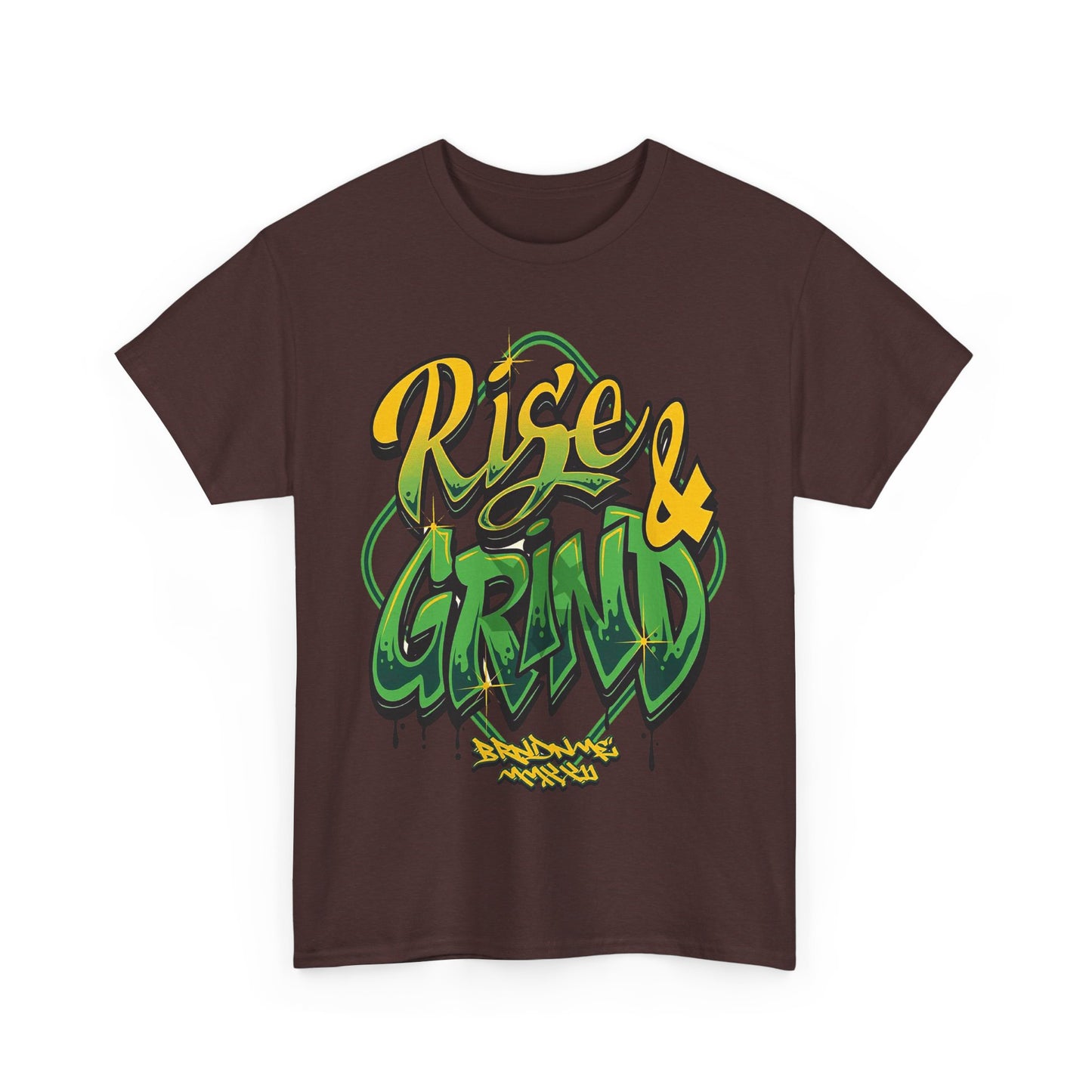 Rise & Grind Unisex Heavy Cotton Tee - Bold Graffiti Style Motivational T-Shirt