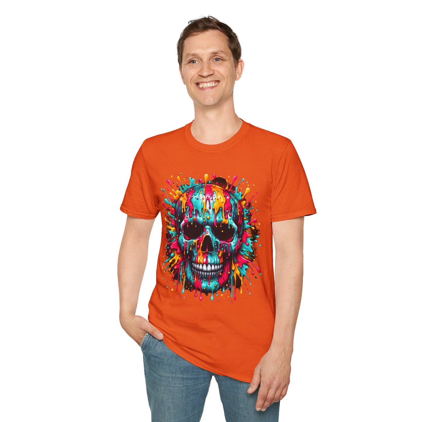 Colorful Drip Skull Unisex T-Shirt - Vibrant Graphic Tee for Art & Music Lovers